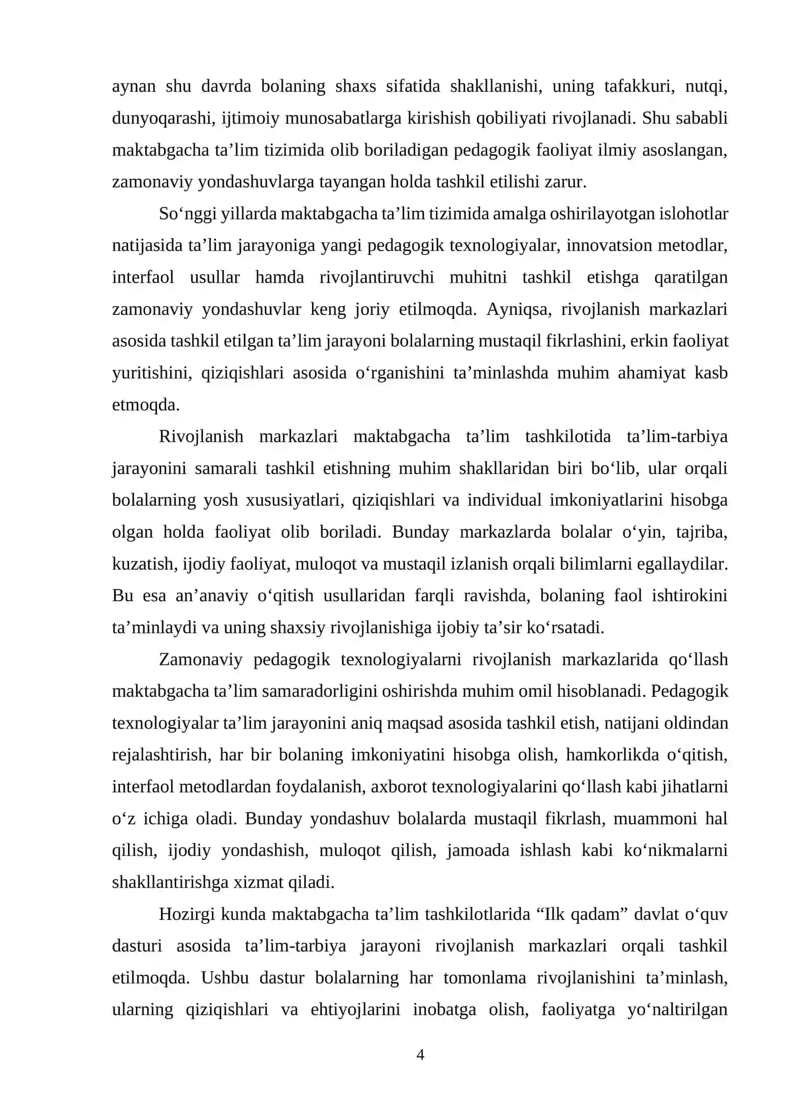 MTTda rivojlanish markazlarida zamonaviy pedagogik texnologiyalarni qo‘llash 4