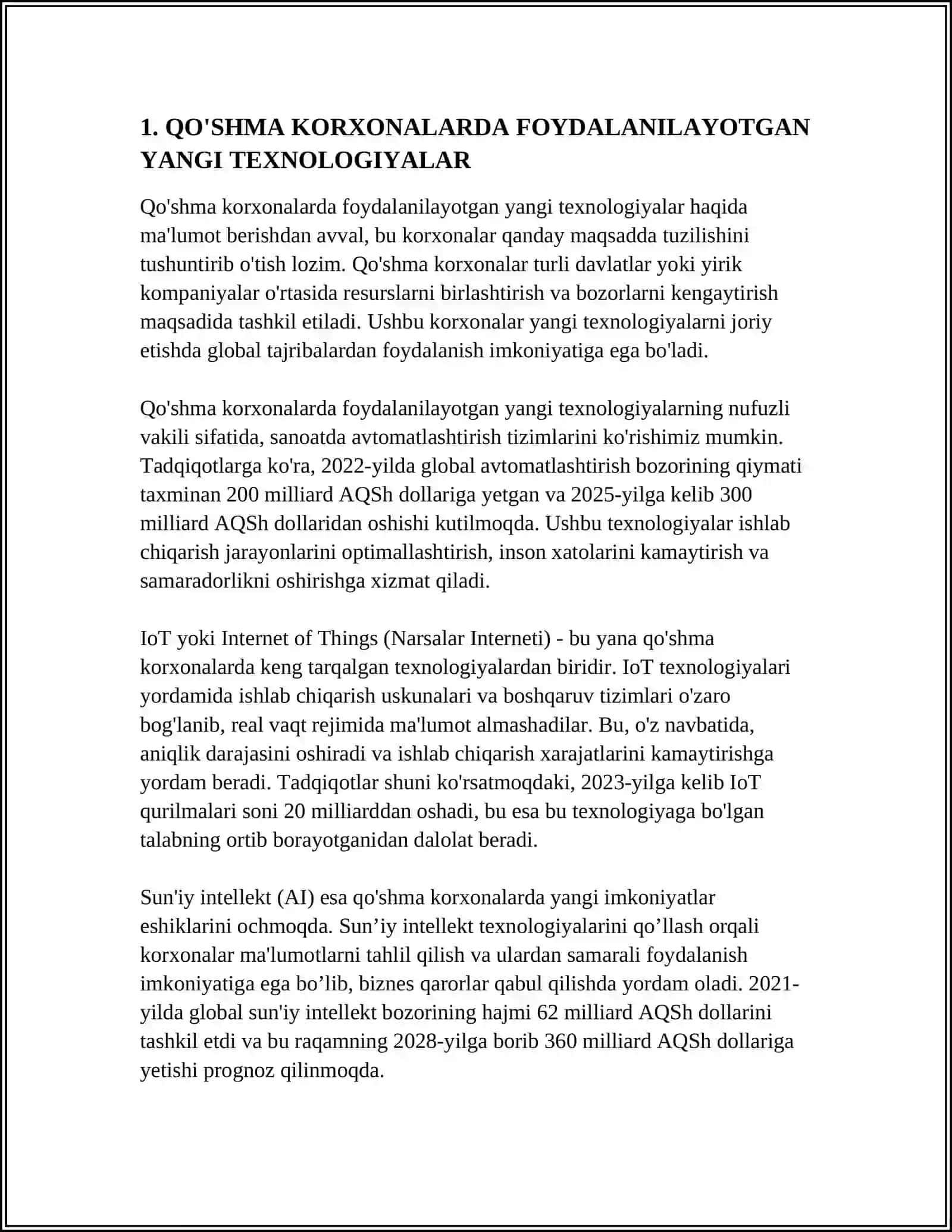 O'ZBEKISTONDAGI QO'SHMA KORXONALARDAGI TEXNIKA VA TEXNOLOGIYALAR 4