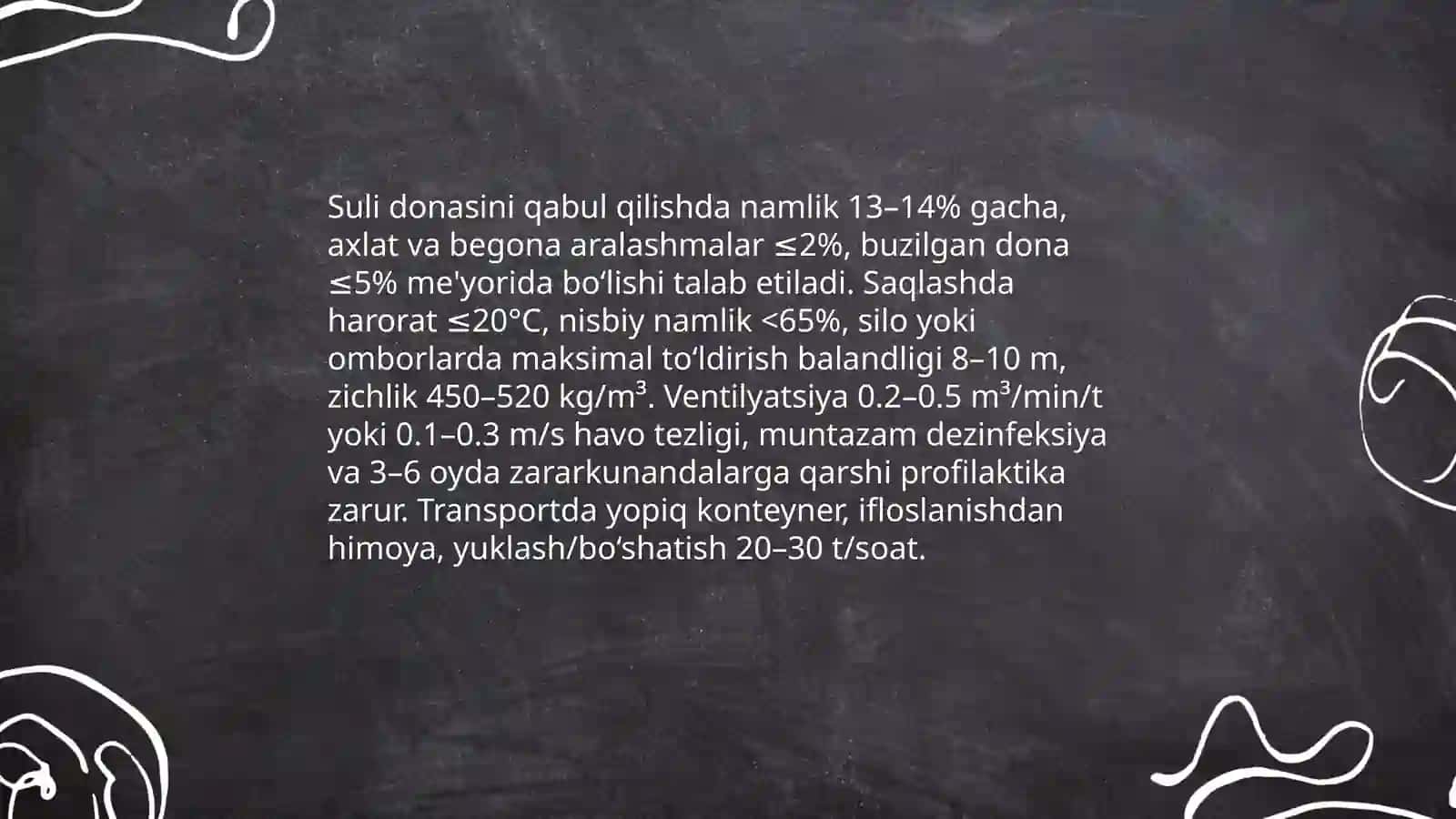Suli donidan maydalanmagan yorma olish texnalogik jarayonini organish va uskunalarni hisoblash 4