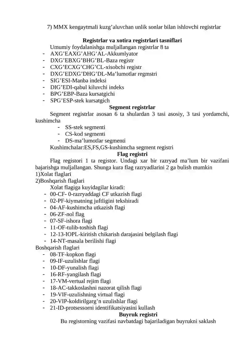 SILJITUVCHI REGISTRLAR VA XOTIRA REGISTRLARI 4