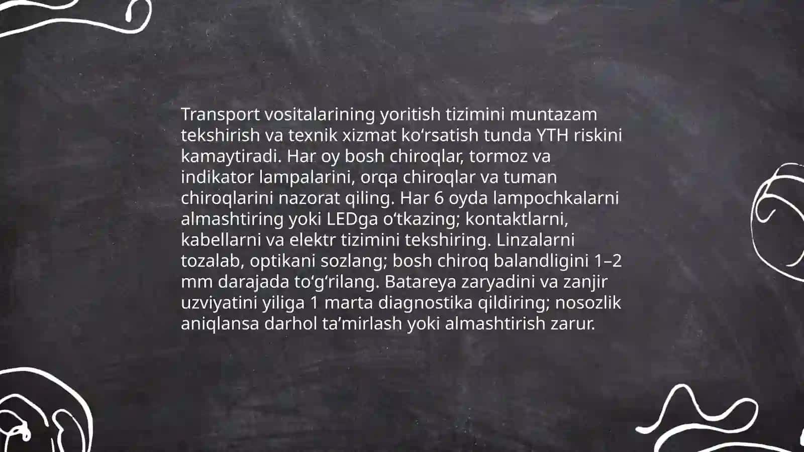 Tunda sodir boʻladigan YTH larning oldini olish choralari 4