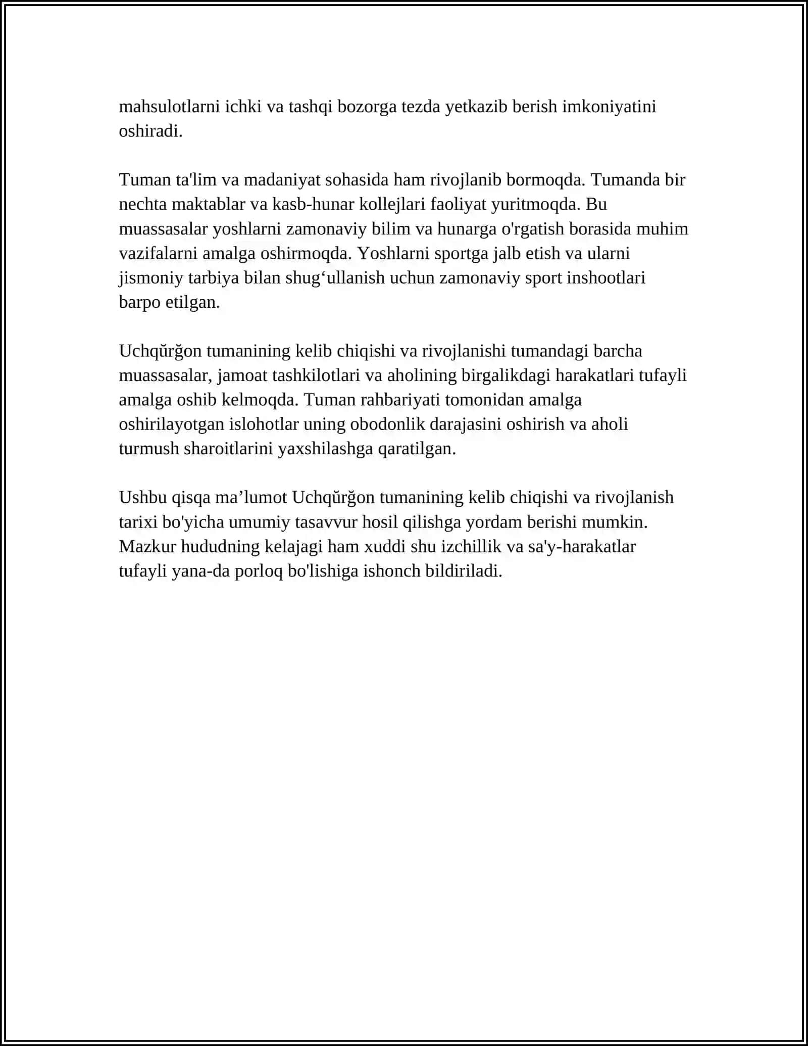 MENING ÓLKAM- NAMANGAN VILOYATI UCHQÓRĞON TUMANINING ETNIT TARIXI 4