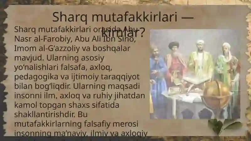 Sharqda mutafakkirlarining islom dinining inson kamolotiga ta'siri haqidagi g'oyalari 4