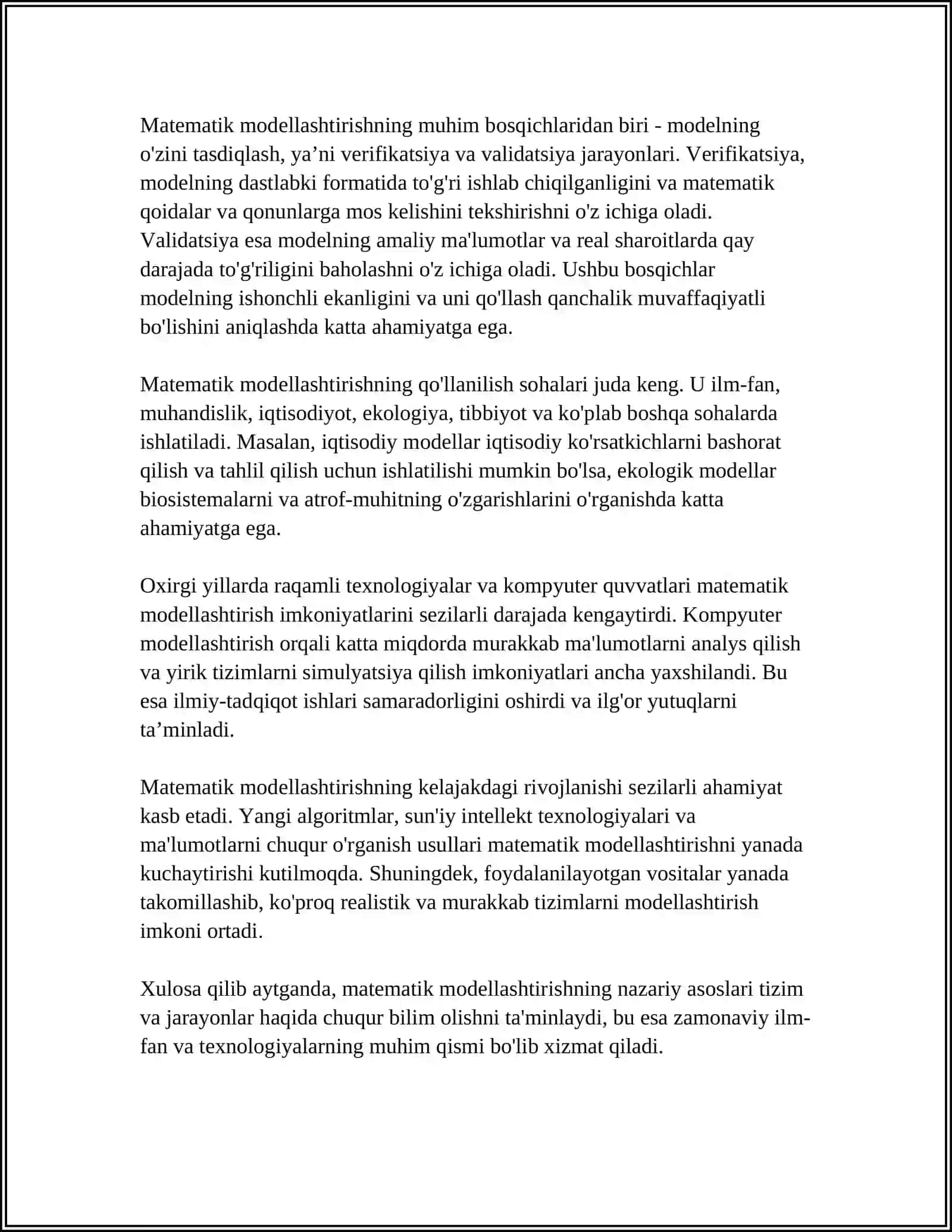MATEMATIK MODELLASHTIRISHDA ASOSIY MUAMMOLAR 4