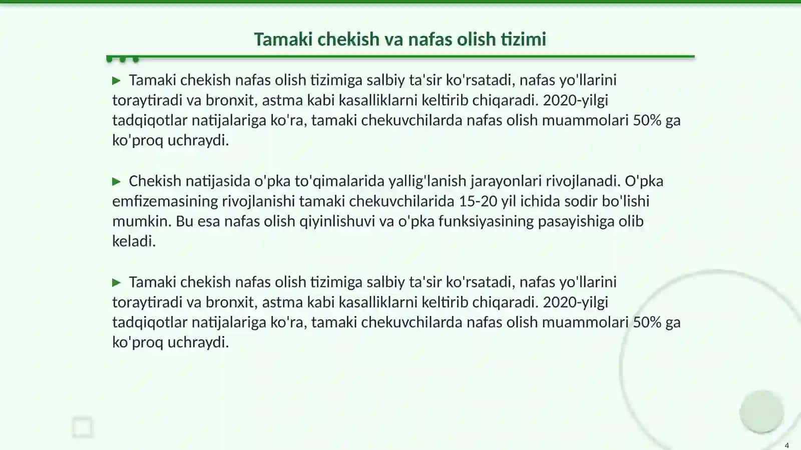 Tamaki chekishning inson organizmiga ta'siri 4