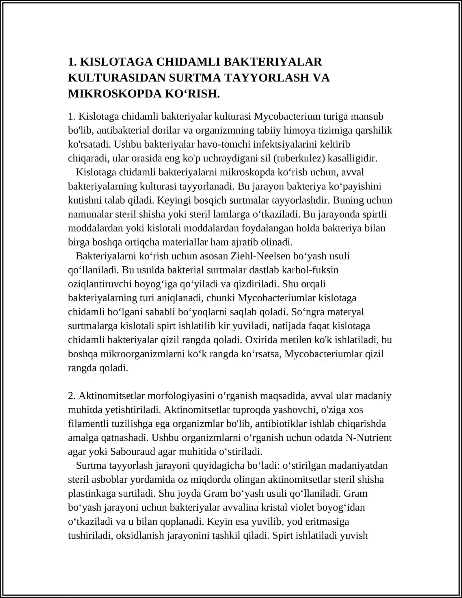 HAVO-TOMCHI INFEKSIYALARI: MIKOBAKTERIYALAR VA AKTINOMITSETLAR 4