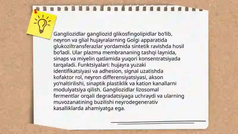 Nerv toʻqimasi asosiy glikolipidlari,ahamiyati va ular bilan bogʻliq kasalliklar 4