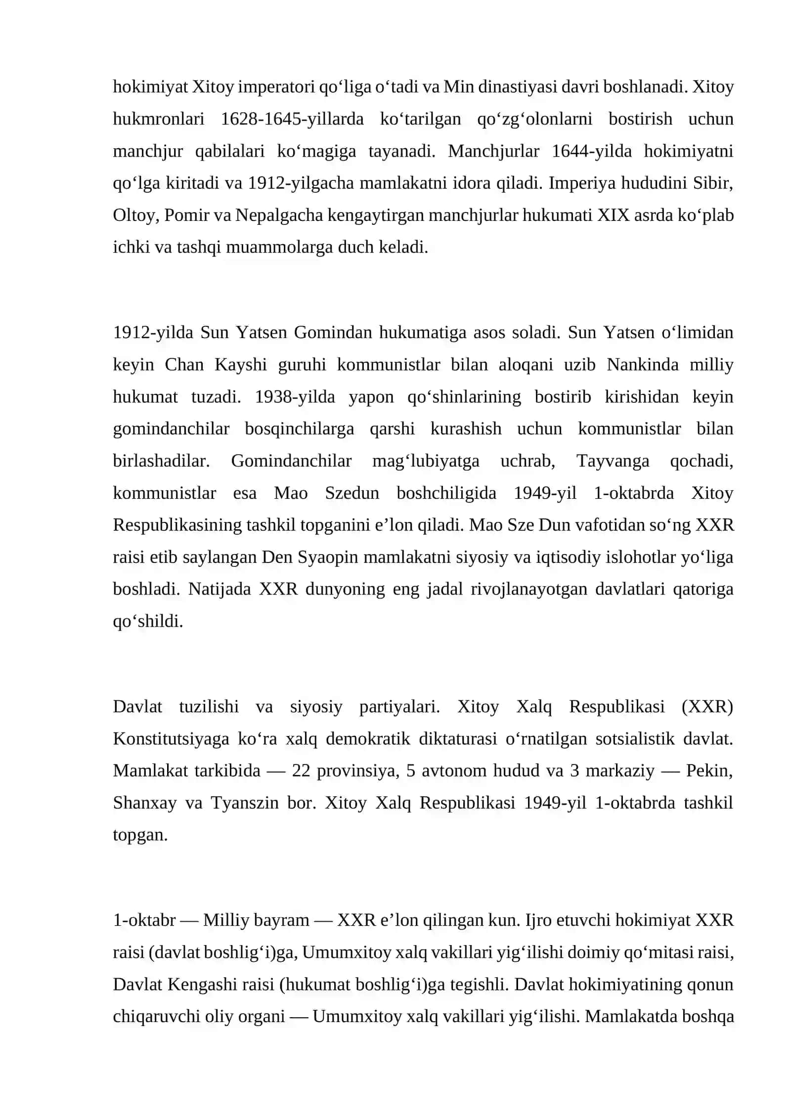 Xitoy tarixi fanidan REFERATI 4