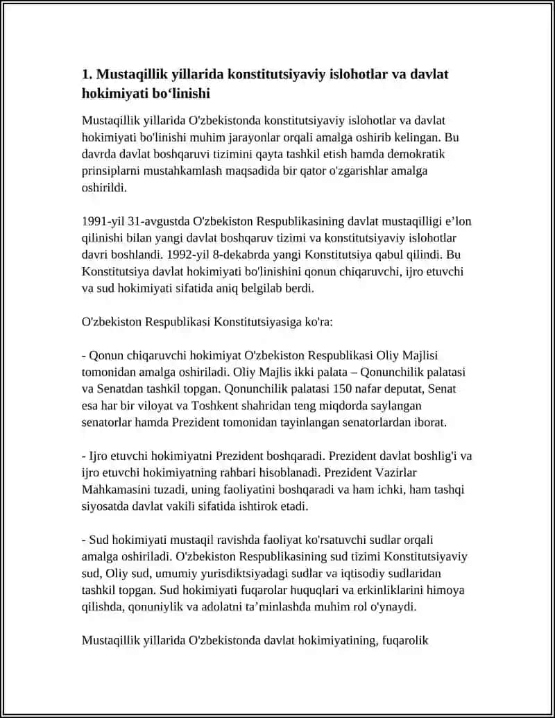 MUSTAQILLIK YILLARIDA DAVLAT BOSHQARUVI TIZIMIDA AMALGA OSHIRILGAN ISLOHOTLAR 4
