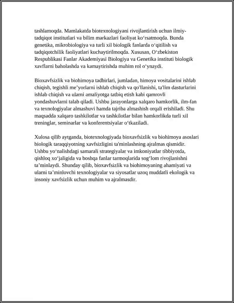 BIOTEXNOLOGIYADANXAVFSIZLIK MEZONLARI VA MUAMMOLARI 4