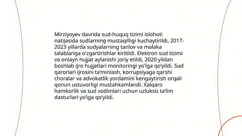 Mirziyoyev Sh.M qonun ustivorligi va inson manfaatlarini taminlash yurt taraqqiyoti va xalq farovonligini garovi 4