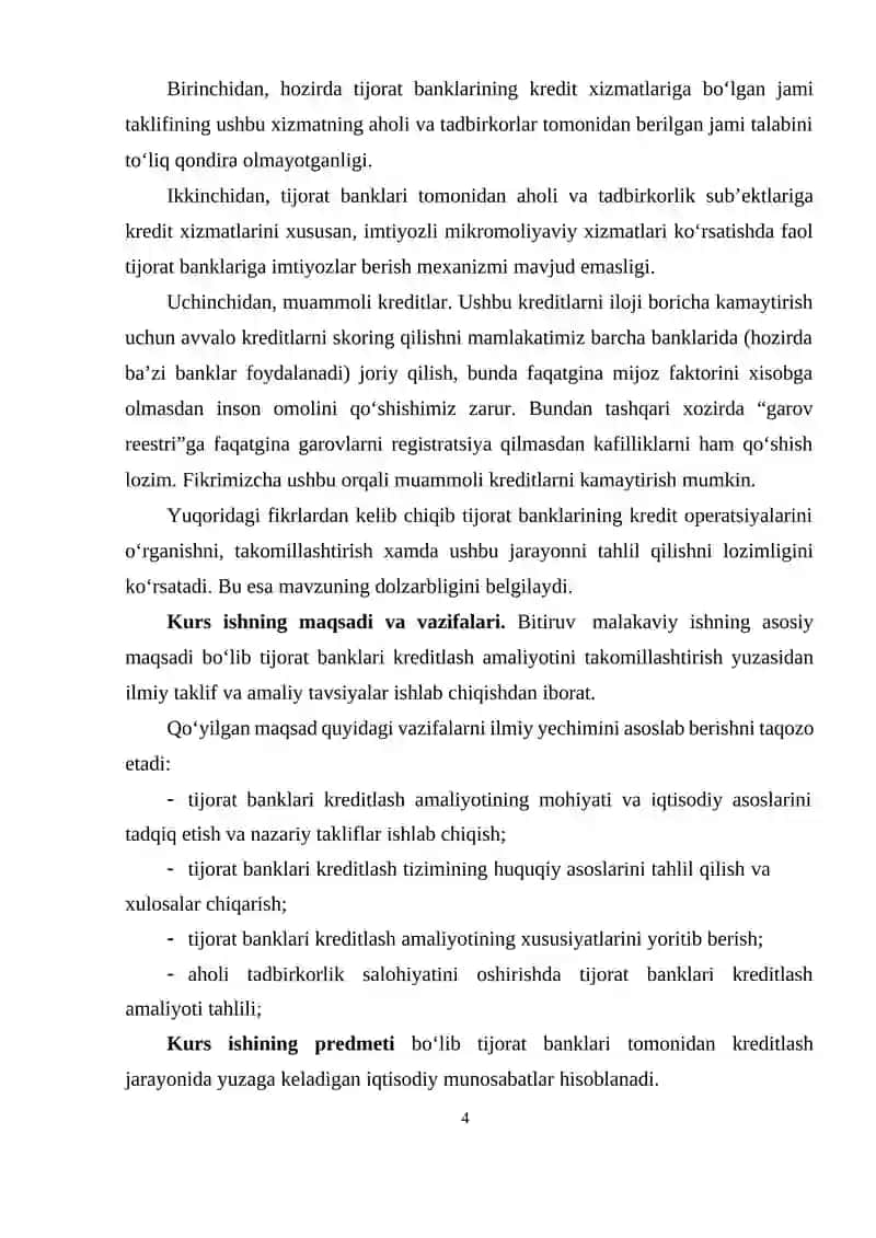 Banklarning kreditlash faoliyatini takomillashtrish 4
