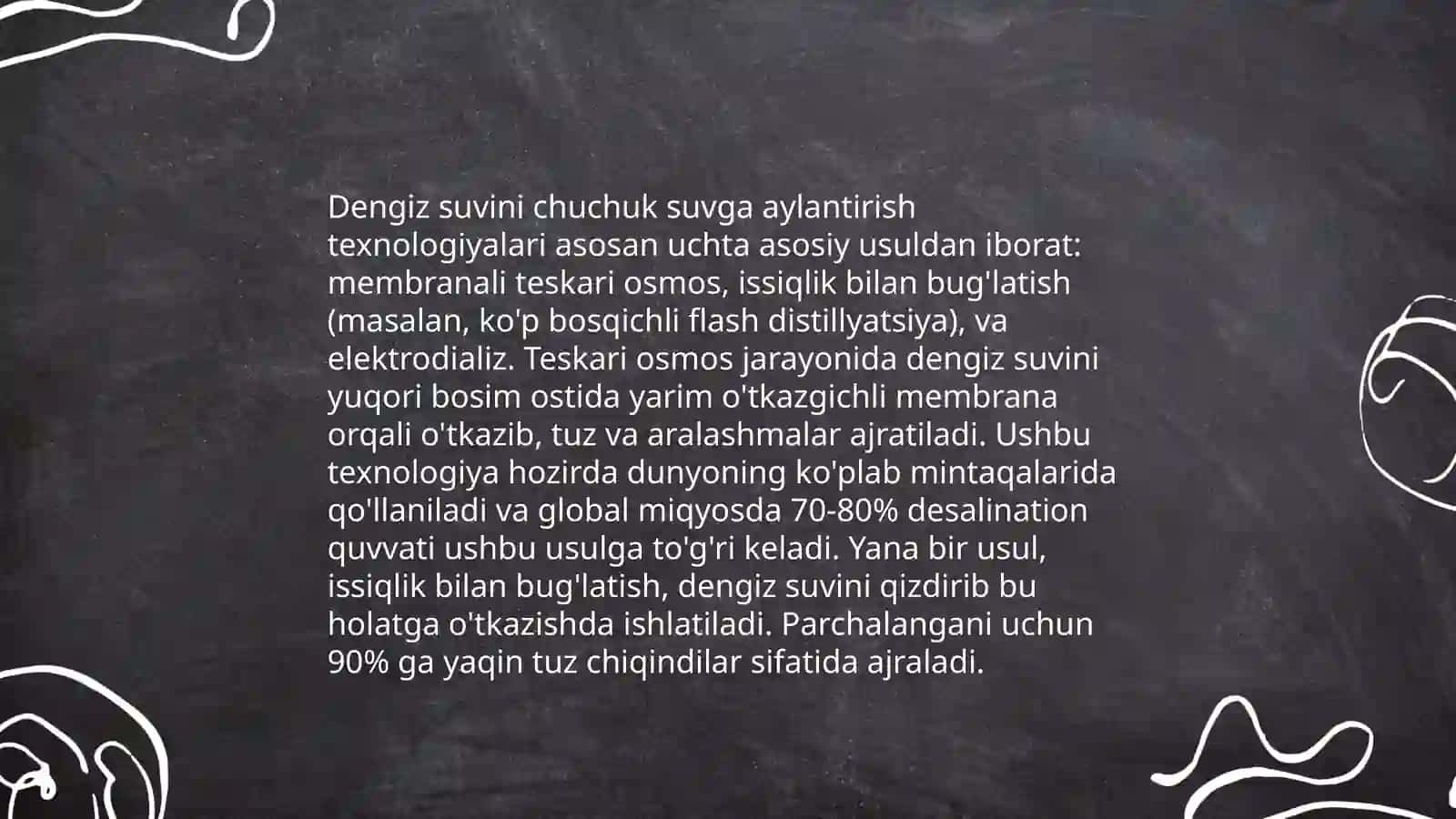 Shoʻr suvni chuchuk suvga aylantirish 4
