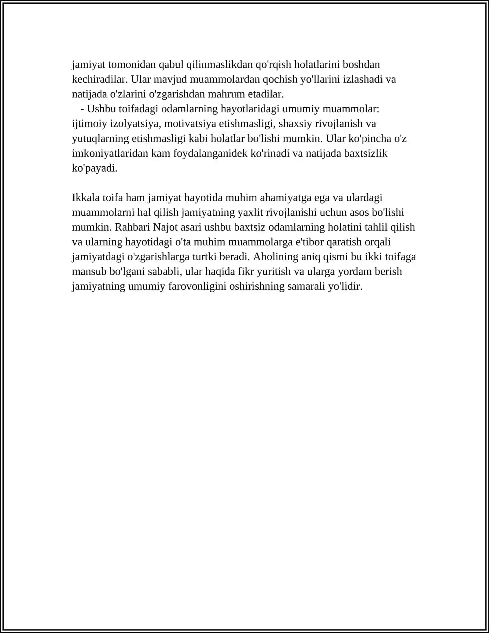 A.FITRATNING ' RAHBARI NAJOT' RISOLADAGI BAXTSIZ ODAMLARNING IKKI TOIFASIGA OID QARASHLAR BO'YICHA ESSE TAYYORLASH VIDEOROLIK TANLOV 4