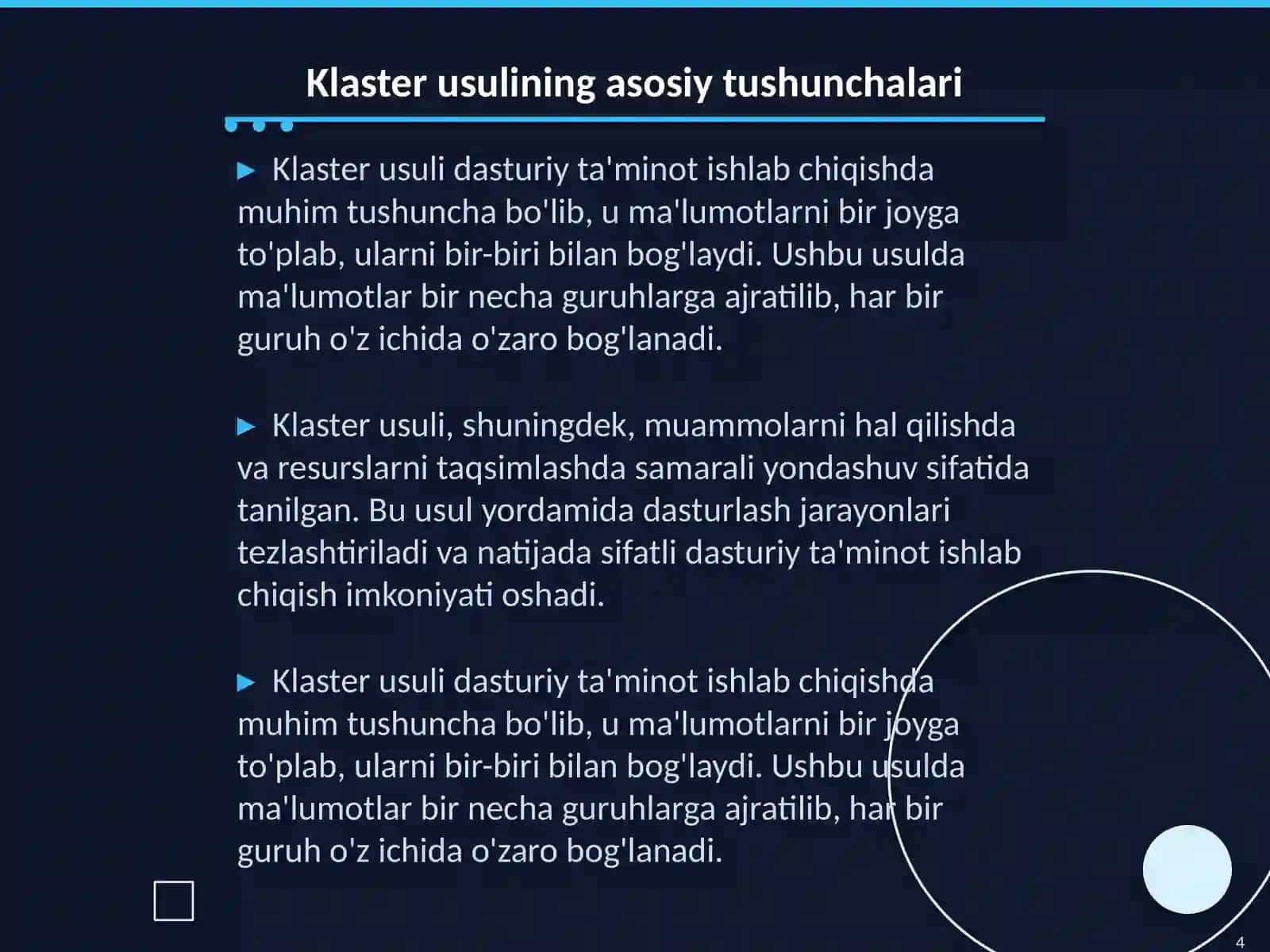 802 qaronni ilovachalarini klaster usulida yozishni ham bajara olarmikina 4