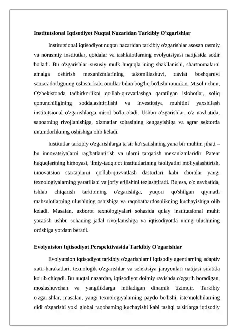 Iqtisodiyotdagi tarkibiy o‘zgarishlar: muqobil maktablar nuqtai nazari 4