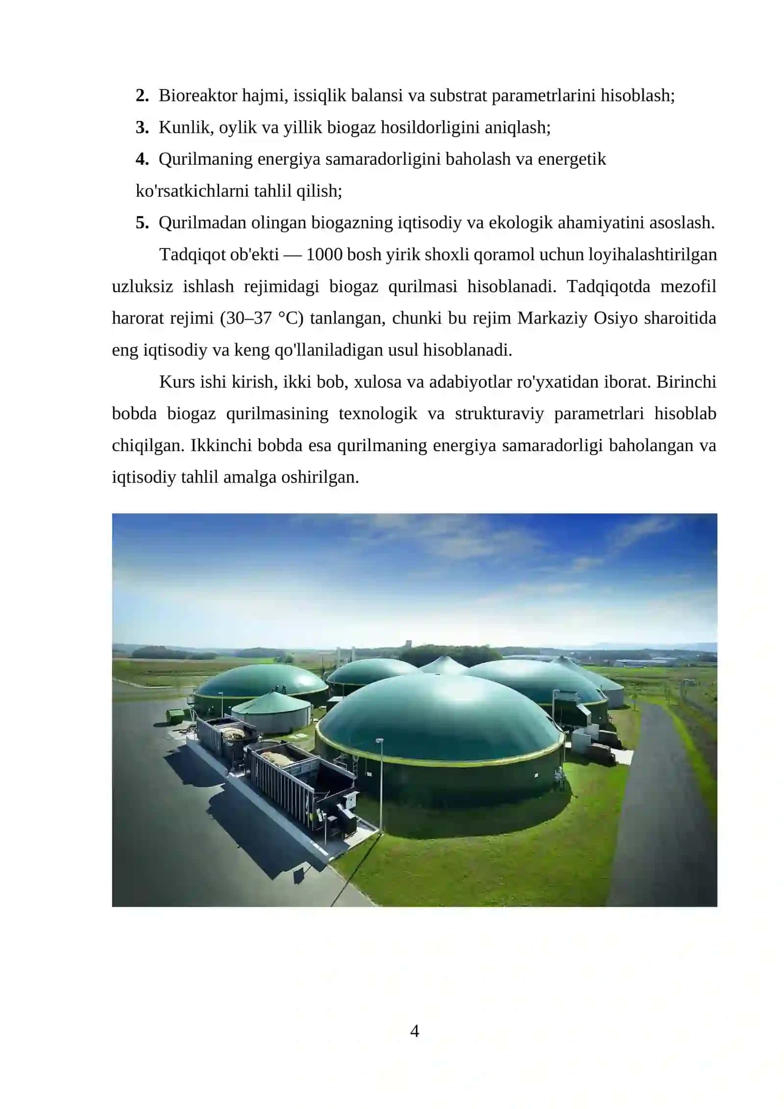 Biogaz qurilmasi uchun parametrlarni hisoblash 4