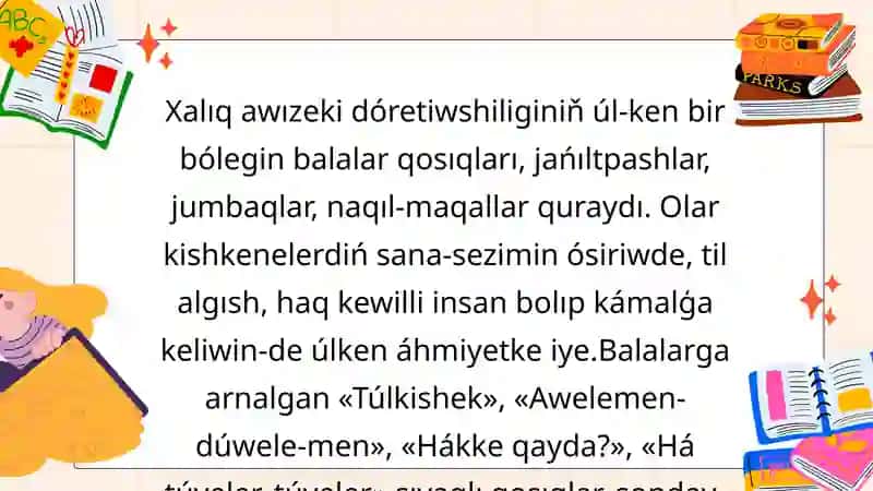 QARAQALPAQ XALİQ AWÍZEKI DÓRETPESI XALİQ AYNASİ 4