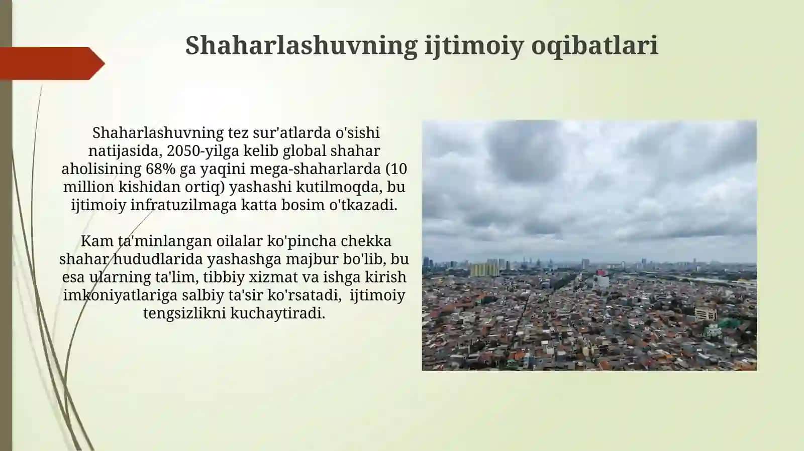 Jahon urbanizatsiyasi va uning mintaqaviy xususiyatlari 4