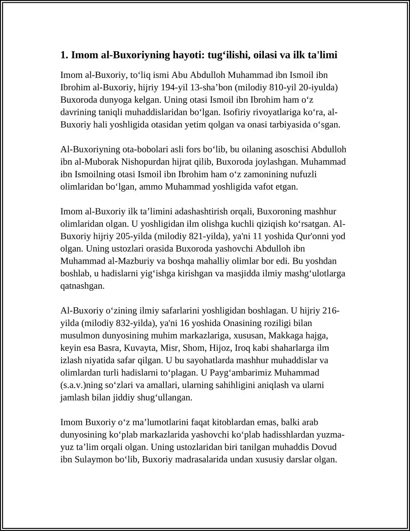 BUYUK MUHADDISLAR AL-BUXORIY, AT-TERMIZIY HAYOTI VA IJODI 4