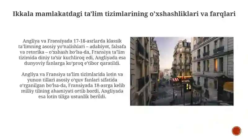 Angliya va Fransiyada Klassik (mumtoz) maktabning shakillanish 4