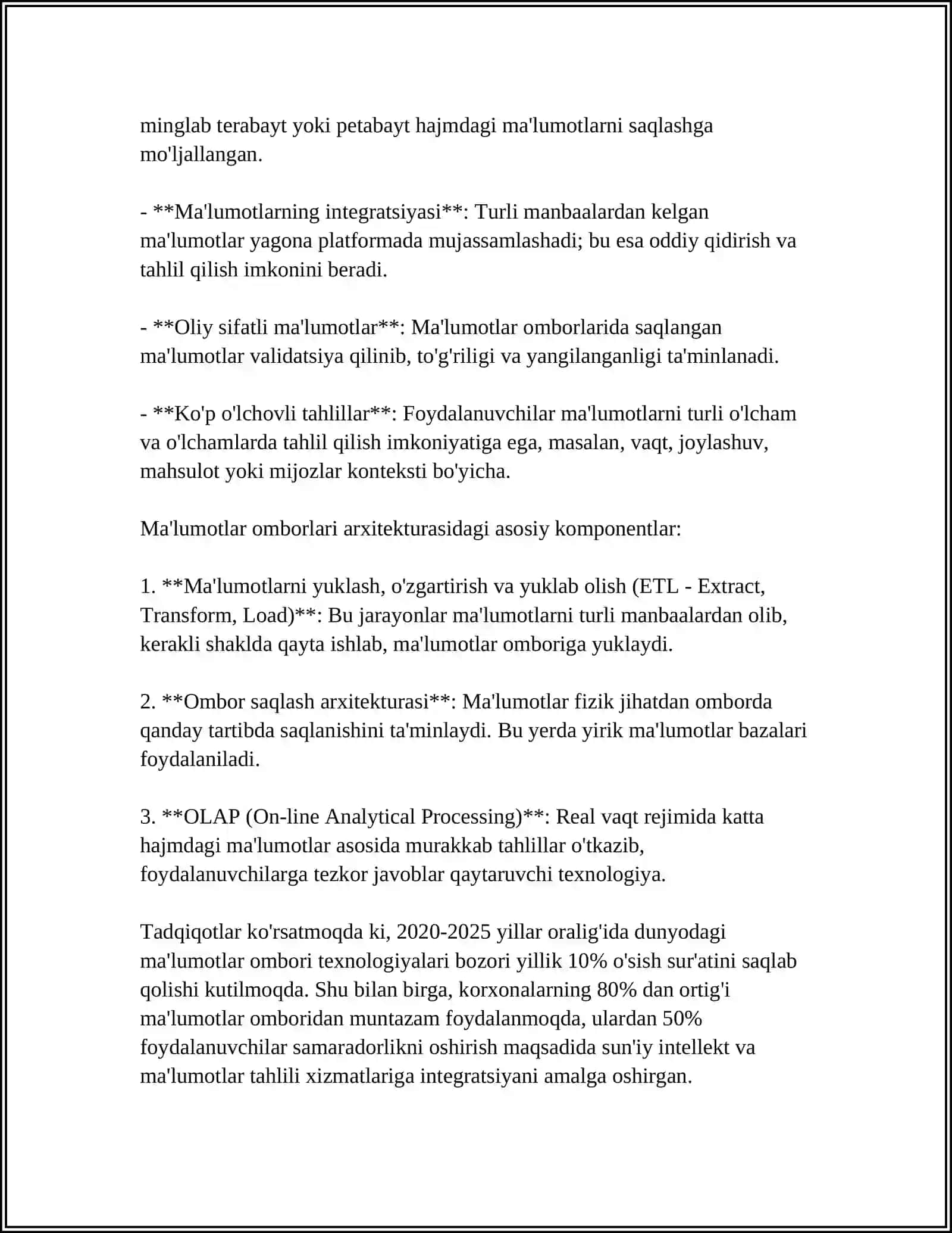 MA'LUMOTLAR OMBORINI BOSHQARISH TIZIMLARI BILAN ISHLASH 4