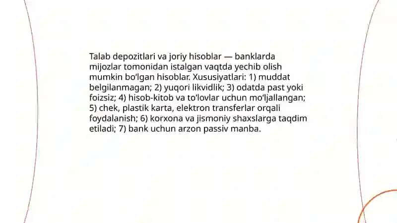 Banklarning passiv operatsiyalari, ularning turlari 4
