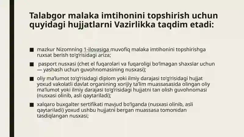 Auditorlik Malakasi sertifikati va unga qo'yilgan talablar 4