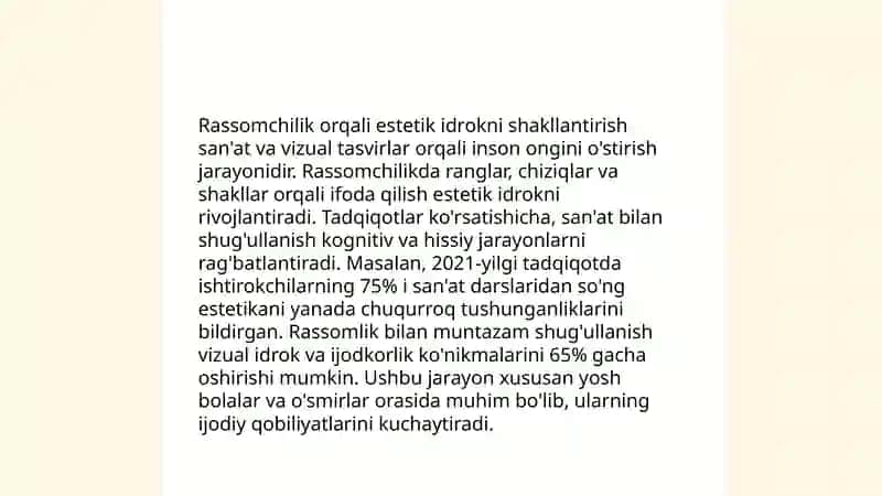 Bolalarda estetik idrok etishni shakllantirishda tasviriy sanatning ahamiyati 4