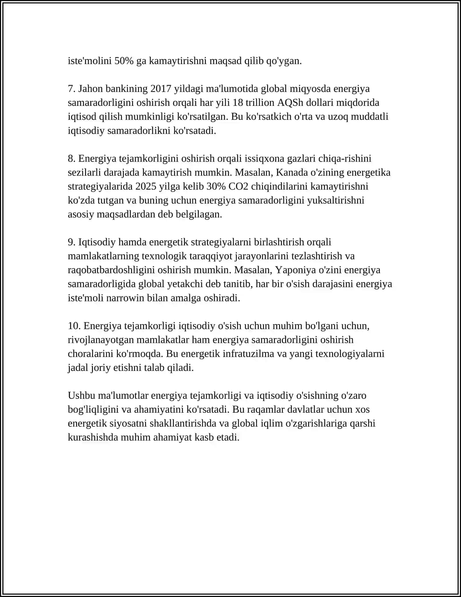 ENERGIYANING SAMARALI ISHLATISHNING IQTISODIY FOYDALARI 4