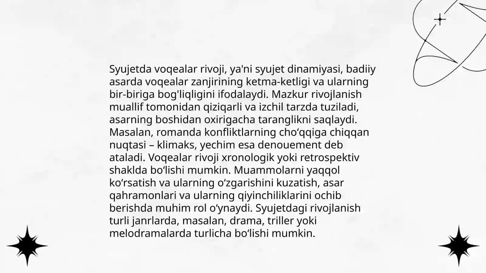 Syujetning asosiy elementlari. (badily asar tahlili misolida) 4