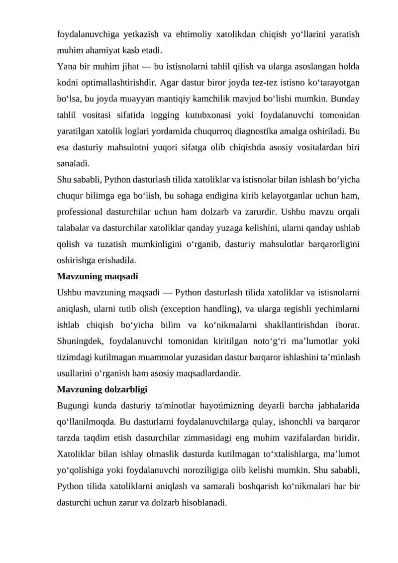 Pythonda xatoliklar va istisnolar bilan ishlash 4
