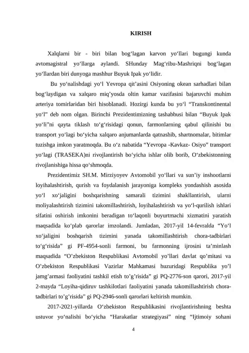 Kasb ta'limi (Avtomobil yo’llari, ko’priklar, tonnellar, yo’l o’tkazgichlar va aerodromlar qurilishi) 4