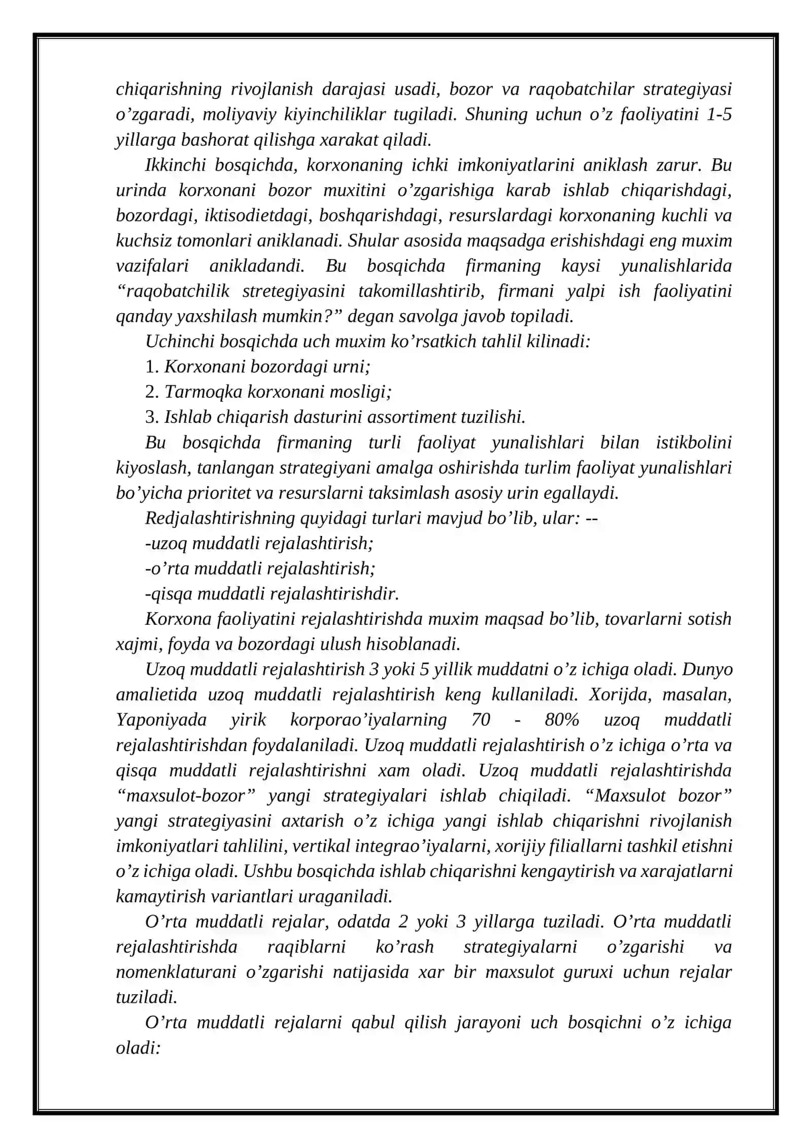 Tadbirkorlik faoliyatini rejalashtirish 4
