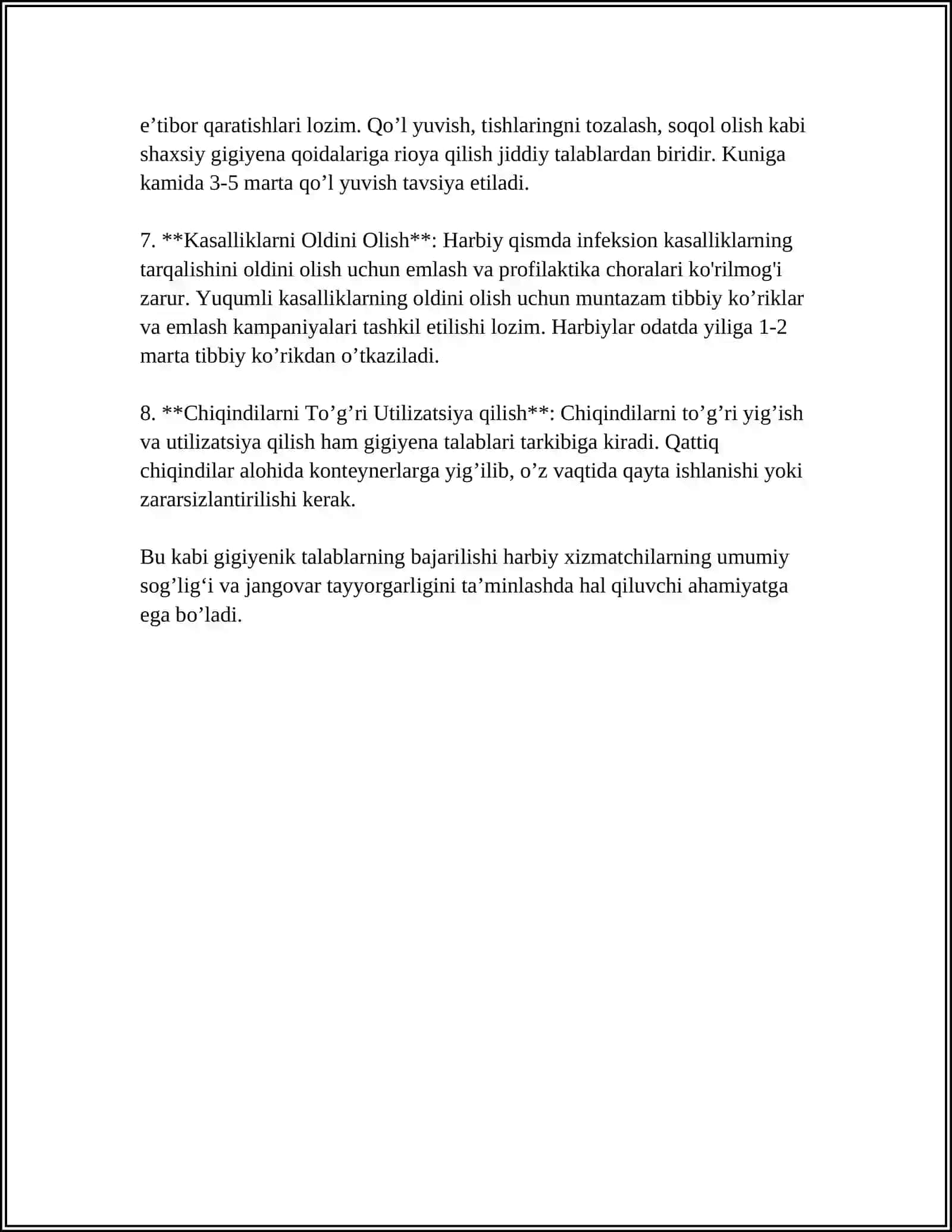 HARBIY QISMDA DAVOLASH - PROFILAKTIKA TADBIRLARINI QIYOSIY XILMA-XILLIGI 4