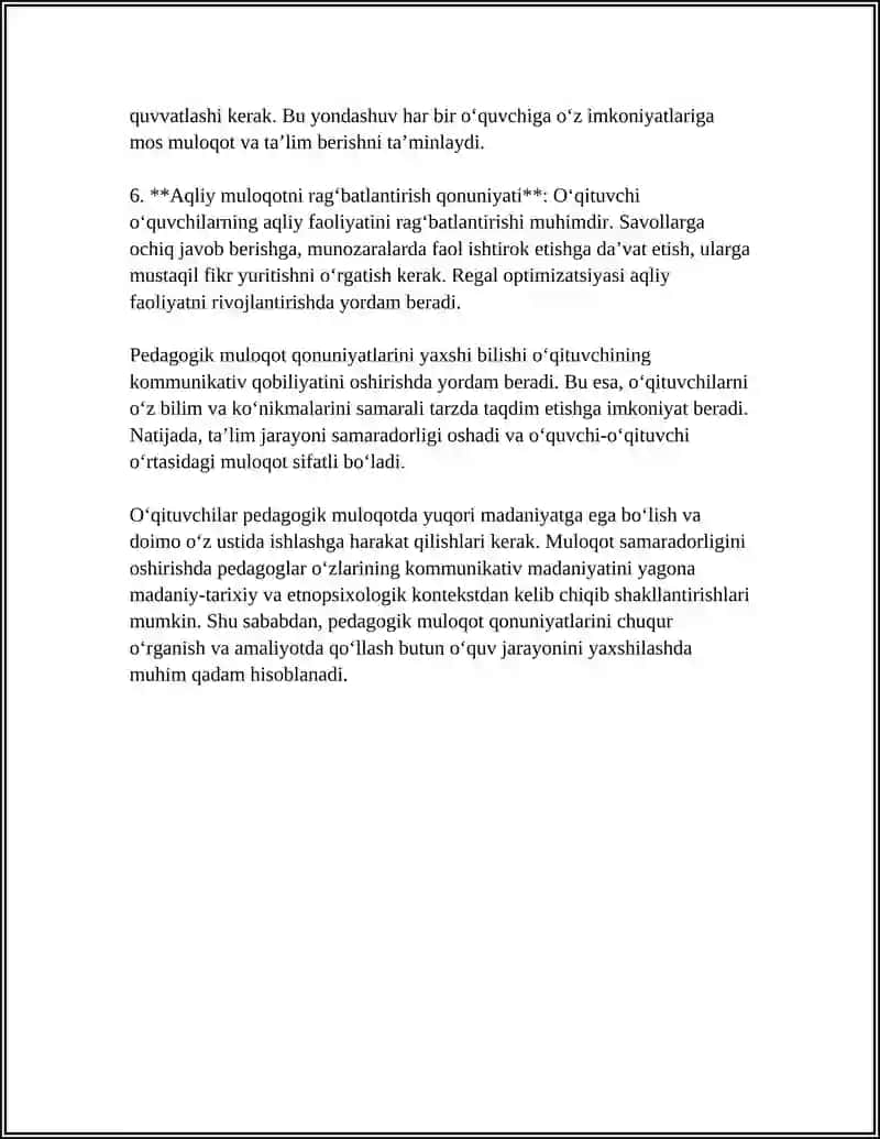 ÒQITUVCHINING PEDAGOGIK MULOQOT QONUNIYATLARINI PUXTA BILISHI KOMUNIKATIV QOBILYAT VA KOMUNIKATIV MADANIYATGA EGA BÒLISHI 4