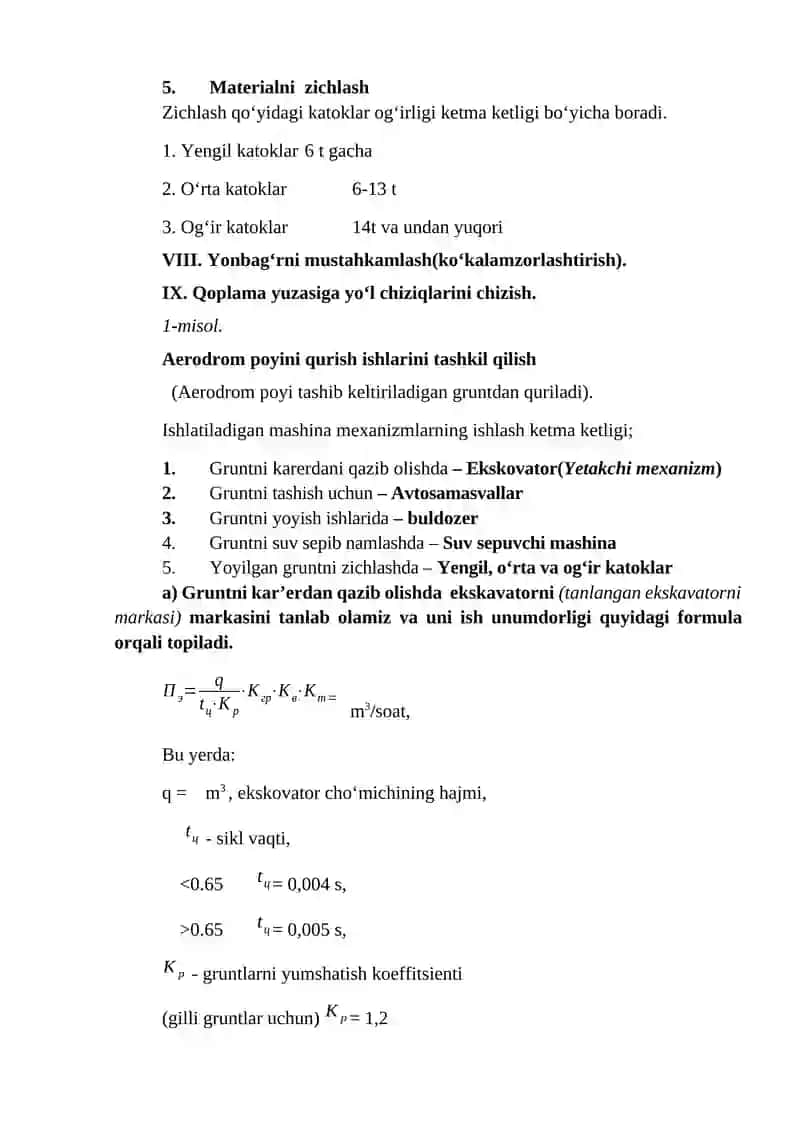 Aerodromlarini qurish texnologik jarayonlari hisobi 4