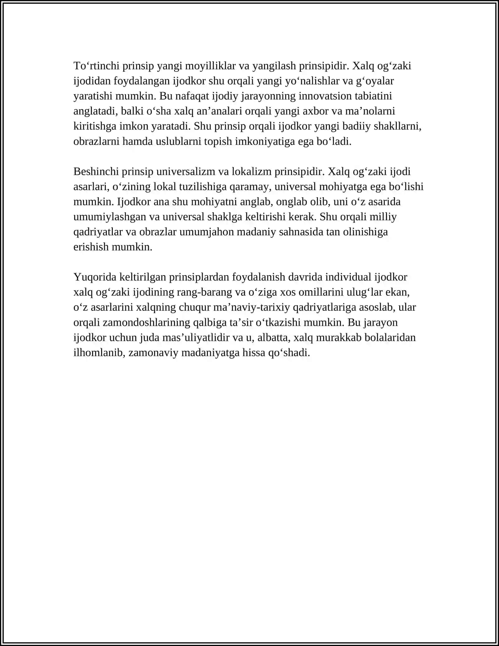 INDIVIDUAL IJODKORNING XALQ OGʻZAKI IJODIDAN FOYDALANISH MAHORATI 4
