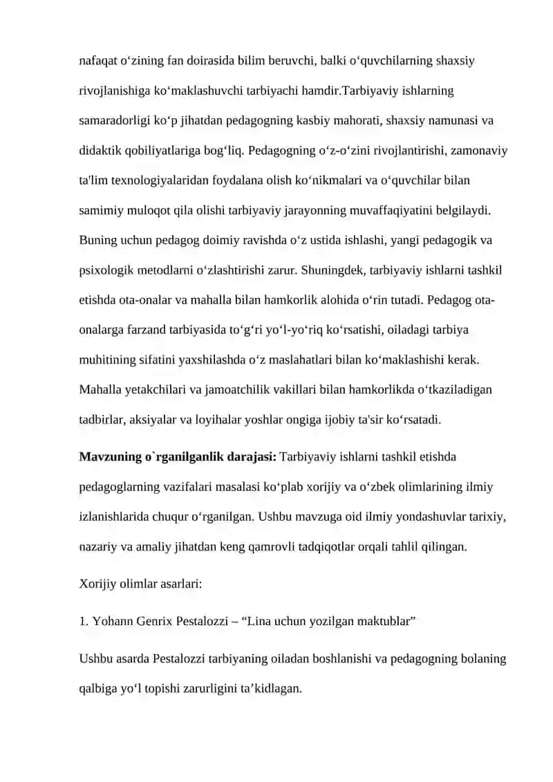 Tarbiyaviy ishlarni tashkil etishda pedagoglarning vazifalari 4