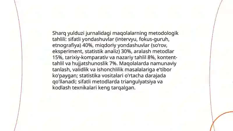Sharq yulduzi jurnalida e'lon qilinadigan ilmiy maqolalar tahlili 4