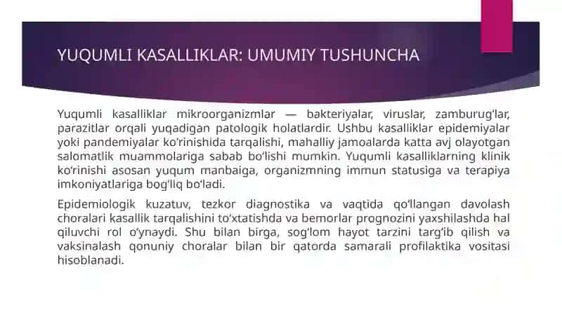 Yuqumli kasalliklarda davolash choralari.Shifokorlik amaliyotida jismoniy tarbiyaning ahamiyati. 4