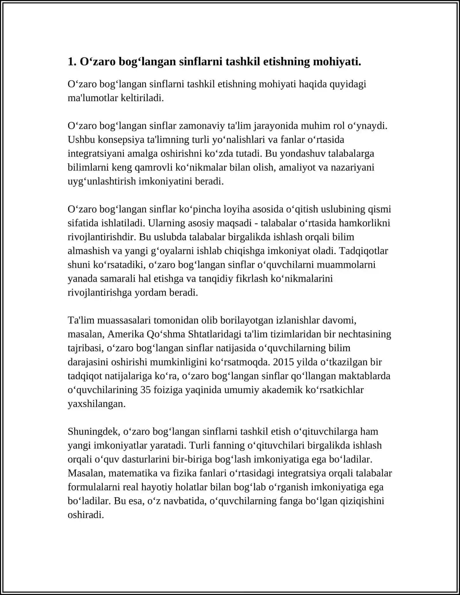 O‘ZARO BOG‘LANGAN SINFLARNI TASHKIL ETISH 4