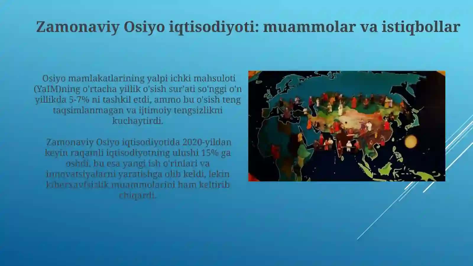 Osiyo qitʼasi mamlakatlari xoʻjaligining rivojlanishi 4
