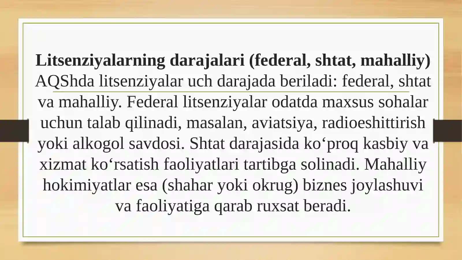 AQSH da biznes va sanoat uchun litsenziya 4