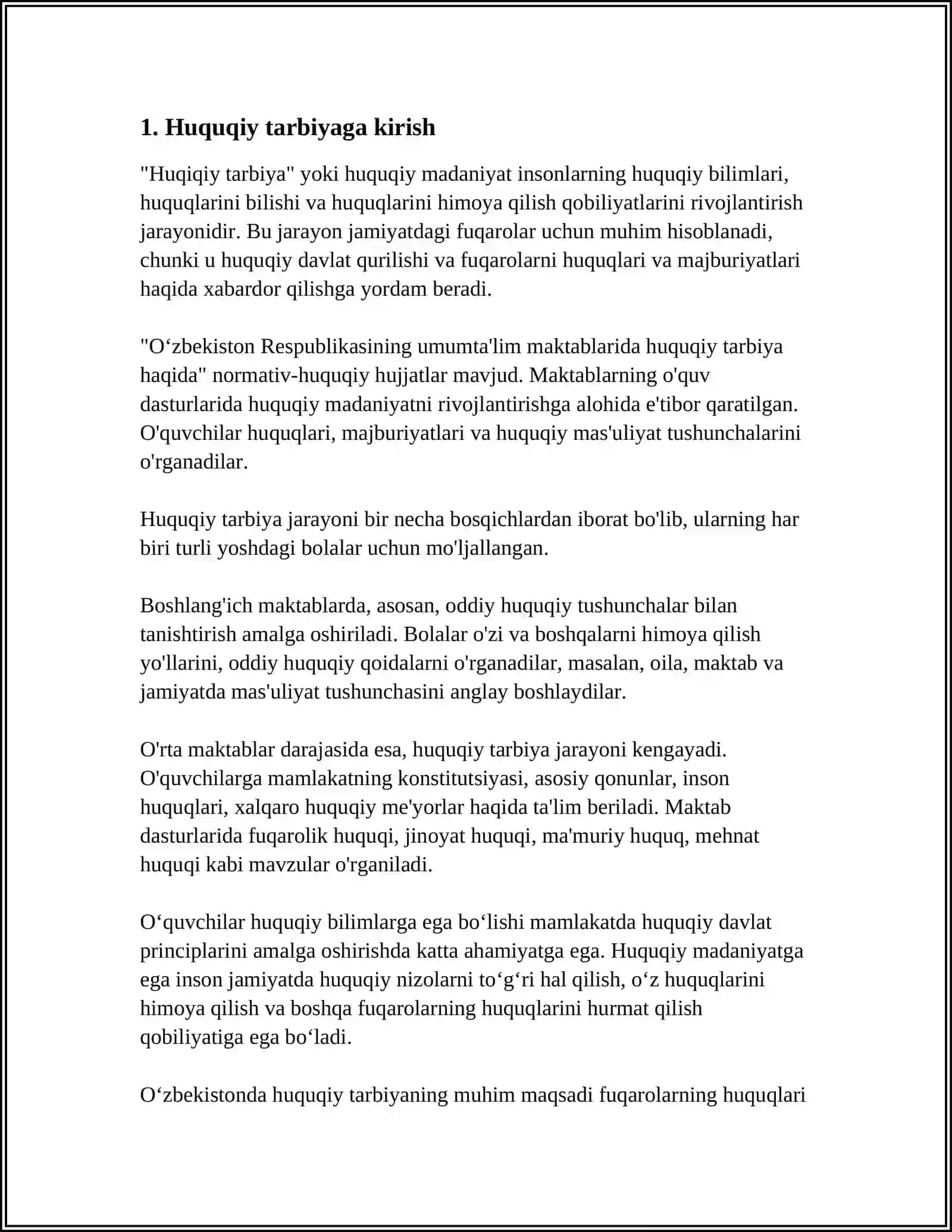 MAKTABGACHA YOSHDAGI BOLALARGA HUQUQIY TARBIYA BERISH 4