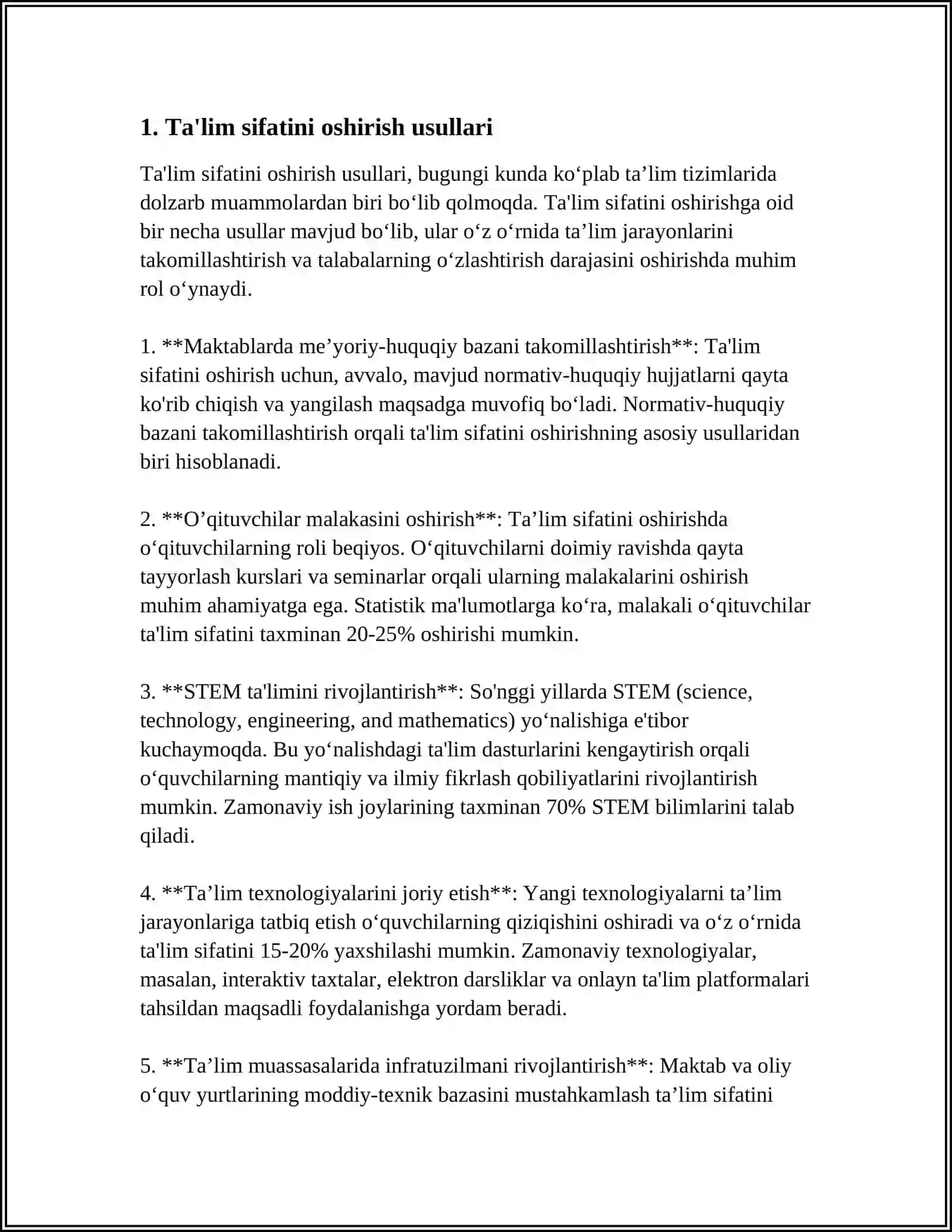 MODUL BÒYICHA ÒZLASHTIRISH SIFATINI BAHOLASH VA ÒQUV JARAYONINI REJALASHTIRISH, MONITORING OLIB BORISH VA TALIM SIFATINI TAMINLASH, TALABALAR BILIMINI BAHOLASH VA NAZORAT QILISH 4