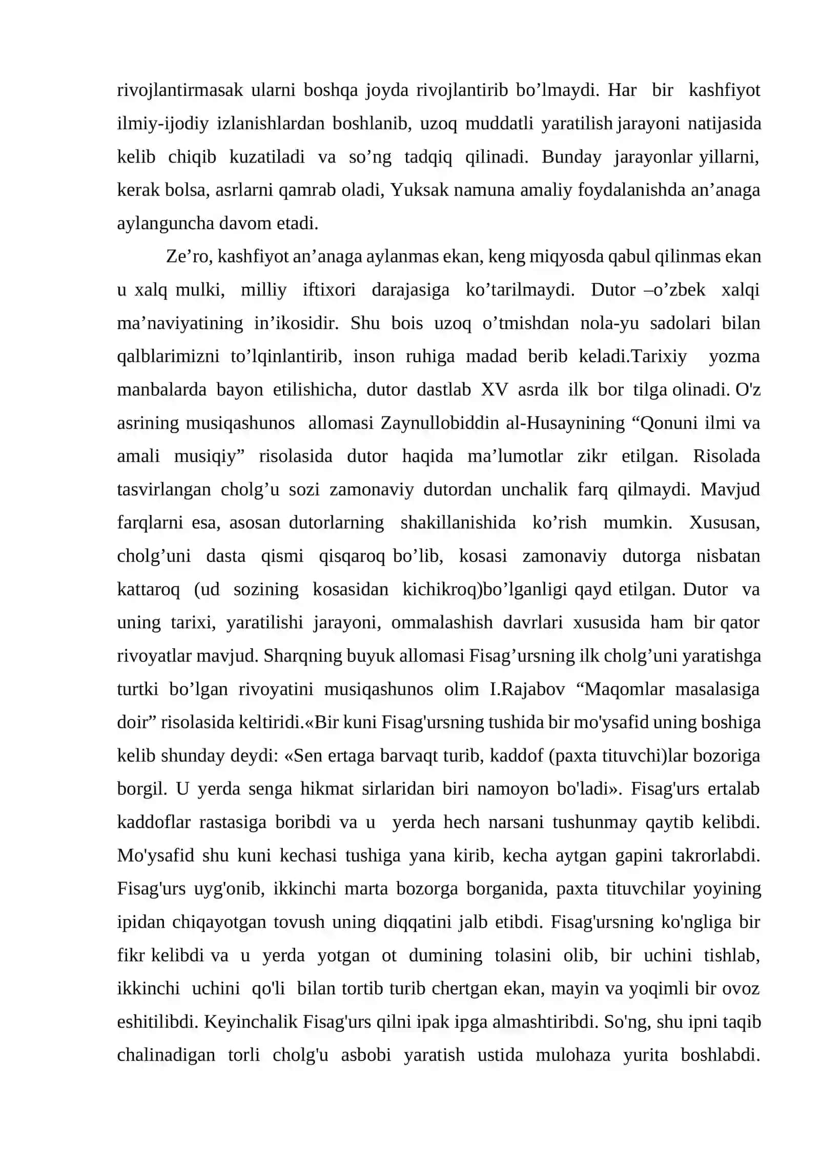 An'anaviy cholg'ularni takomillashtirish hamda qayta ishlashdagi kamchiliklar va yutuqlar (Dutor) 4