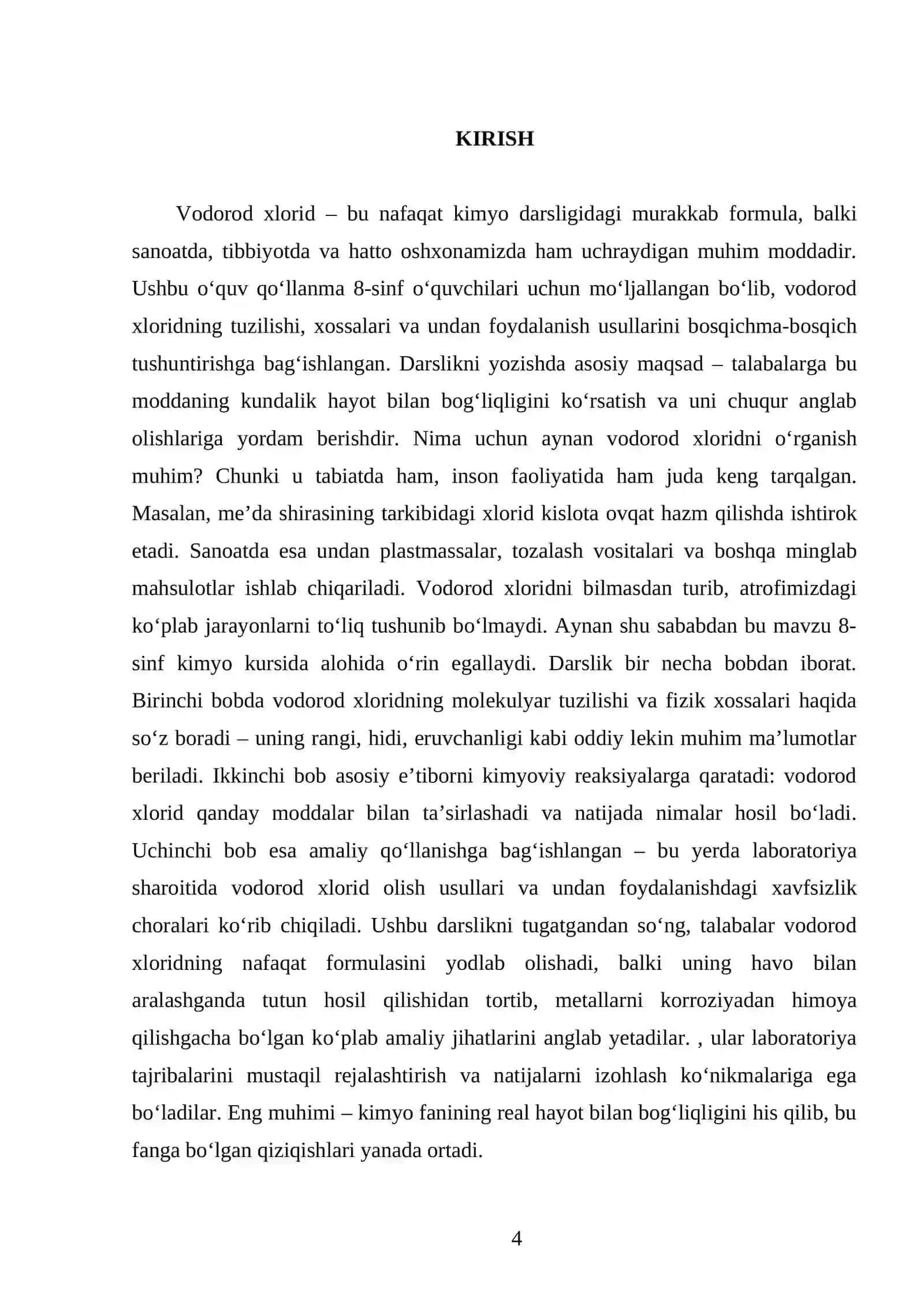 VODOROD XLORID. 8 - SINF 4