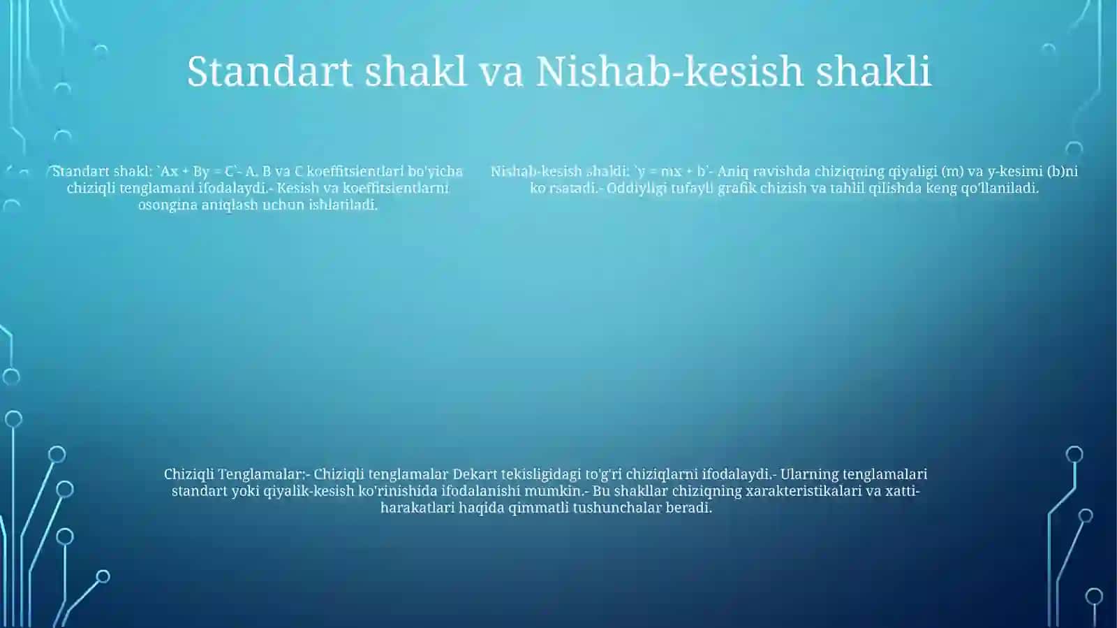 Chiziqli Tenglamalar 4