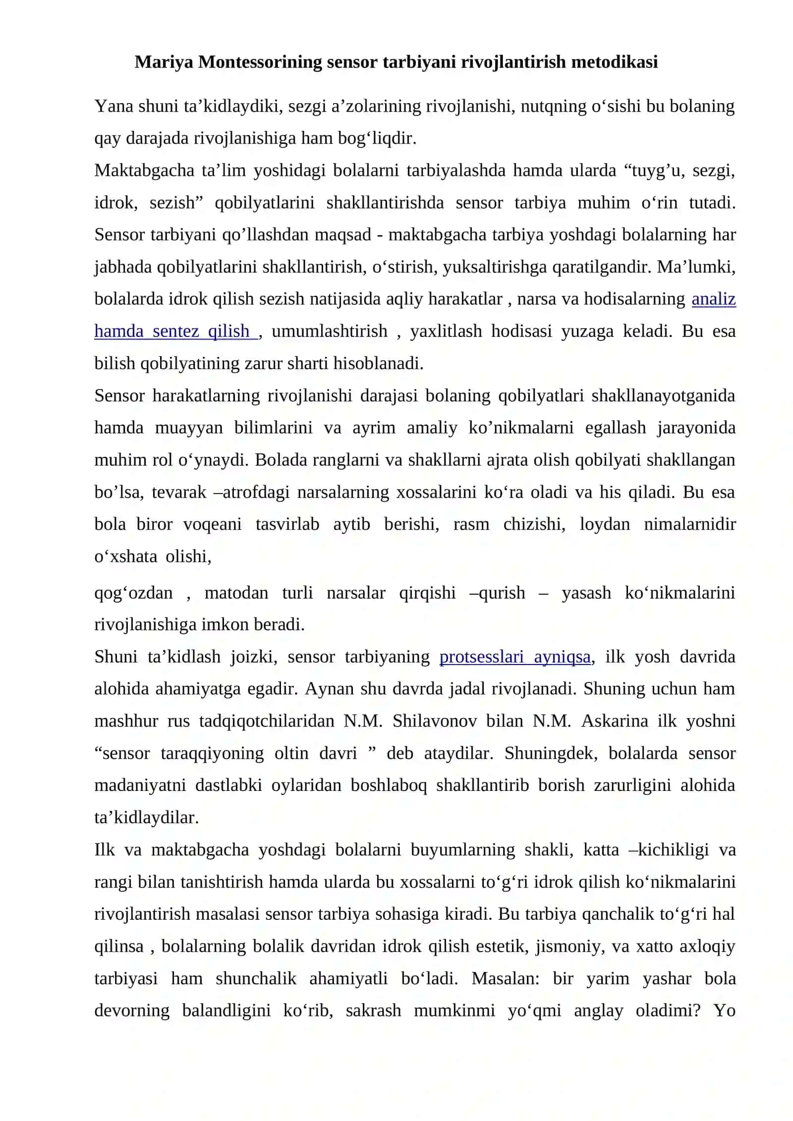 Mariya Montessorining sensor tarbiyani rivojlantirish metodikasi 4
